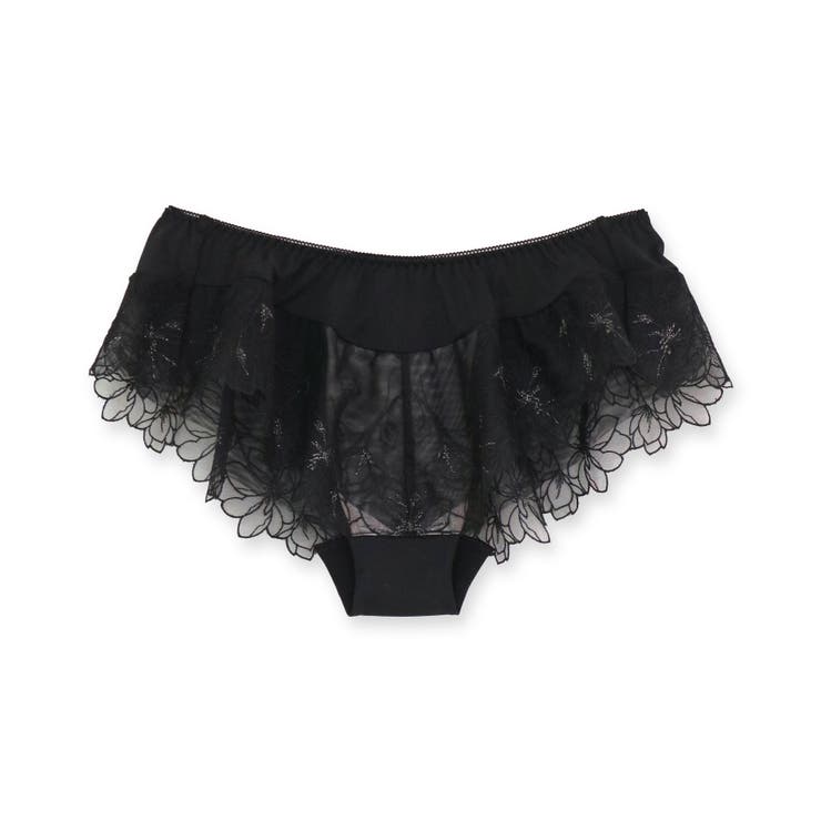 ブラック | 軽やかに揺れるチュールフラワー贅沢な可愛さ！ 「ノーブルティアラブラ002 | fran de lingerie