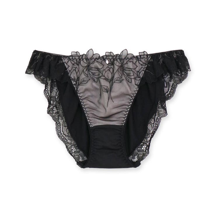 ブラック | 軽やかに揺れるチュールフラワーデイリー使いに 「ノーブルティアラブラ002 | fran de lingerie