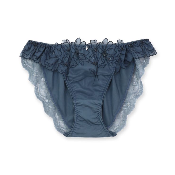 グレイッシュブルー | 軽やかに揺れるチュールフラワーデイリー使いに 「ノーブルティアラブラ002 | fran de lingerie