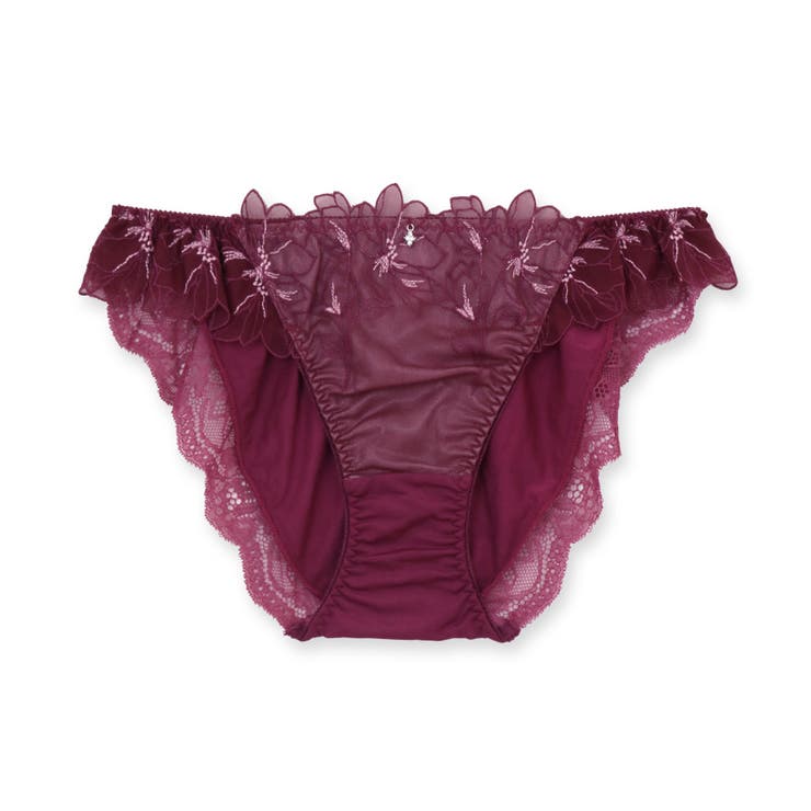 ワイン | 軽やかに揺れるチュールフラワーデイリー使いに 「ノーブルティアラブラ002 | fran de lingerie