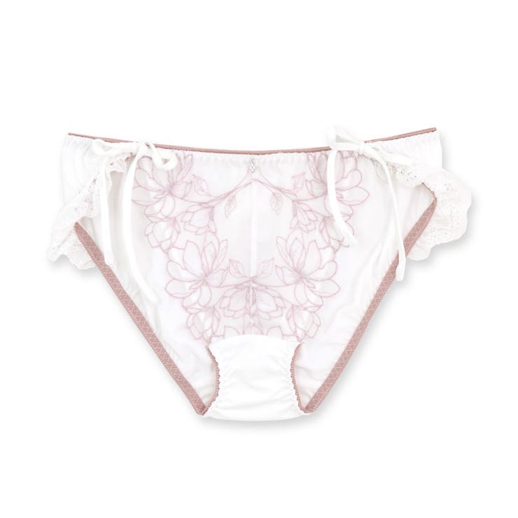 ホワイト | 軽やかに揺れるチュールフラワー可愛くて楽ちんな紐ショーツ | fran de lingerie