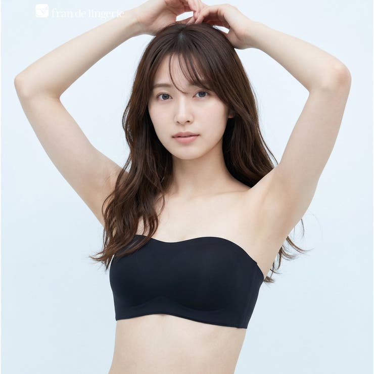 ブラック | 響きにくい シンプル美胸チューブブラズレにくい滑り止め付き＆通気性◯の穴あきパッ… | fran de lingerie