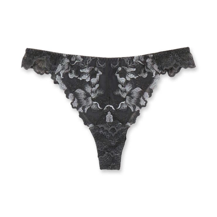 ダークグレー | 華あり刺繍ノンワイヤーブラ＆ショーツセットとお揃い 「スタイルアップワイヤレス | fran de lingerie