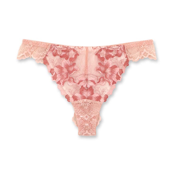 サーモンピンク | 華あり刺繍ノンワイヤーブラ＆ショーツセットとお揃い 「スタイルアップワイヤレス | fran de lingerie