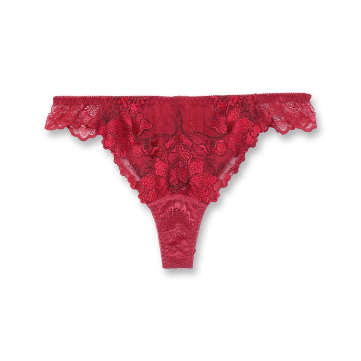 レッド | 華あり刺繍ノンワイヤーブラ＆ショーツセットとお揃い 「スタイルアップワイヤレス | fran de lingerie