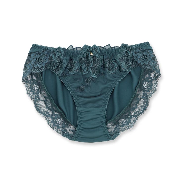 グリーン | シックな華ありランジェリーヒップに心地くフィットするノーマルショーツ 「シャイニ… | fran de lingerie