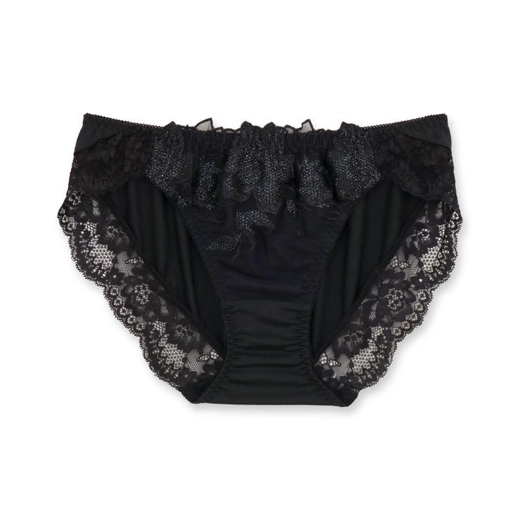ジェットブラック | シックな華ありランジェリーヒップに心地くフィットするノーマルショーツ 「シャイニ… | fran de lingerie
