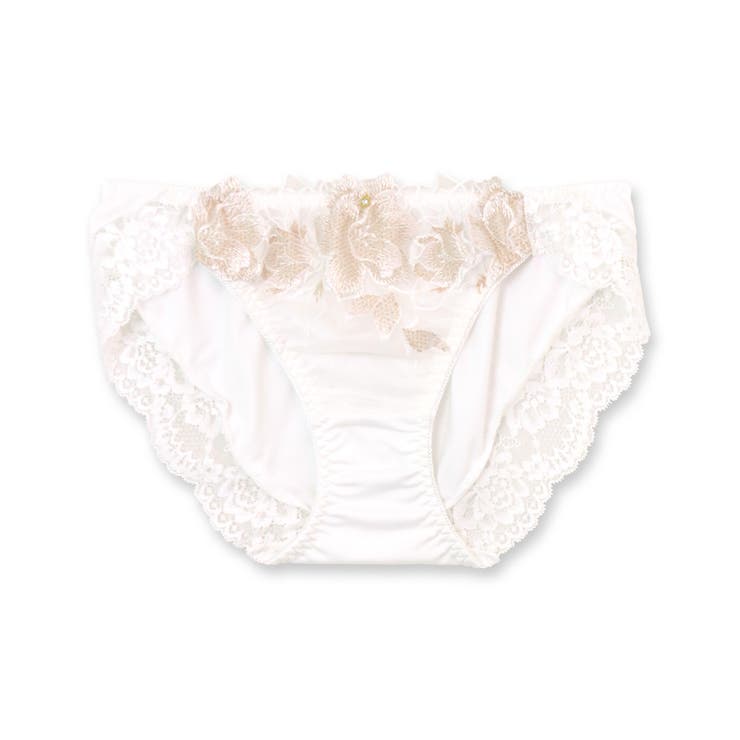 ホワイト2 | シックな華ありランジェリーヒップに心地くフィットするノーマルショーツ 「シャイニ… | fran de lingerie