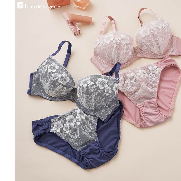 バイオレット | きらめくフェミニンなフラワー刺繍レース自分らしいバストに 「フランスタンダード0… | fran de lingerie
