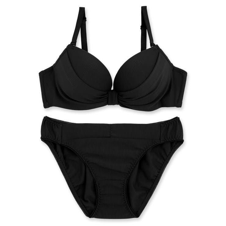 ジェットブラック | 人気の「ふわ盛」パターンデイリー使いやすいシンプルさ 「ふわ盛スムース ペアブラ… | fran de lingerie