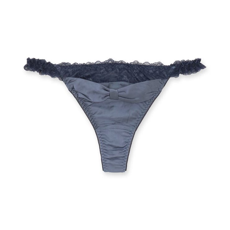 ネイビー | 更にセクシーに洋服に響かない！ 「すき間レスサテン タンガ」 Tバック タンガ | fran de lingerie