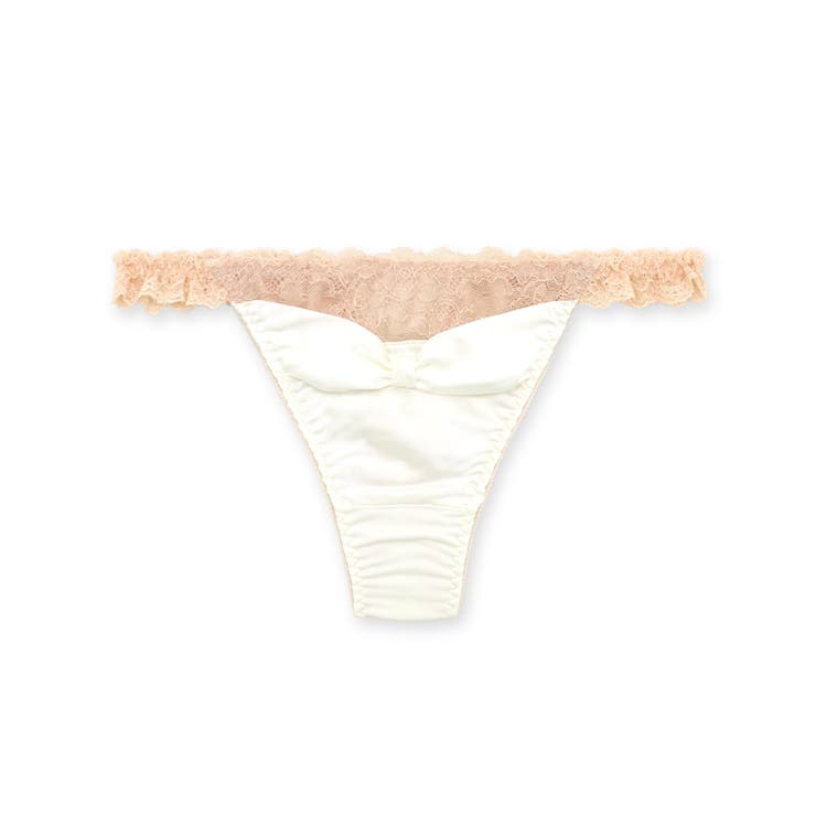 オフホワイト | 更にセクシーに洋服に響かない！ 「すき間レスサテン タンガ」 Tバック タンガ | fran de lingerie