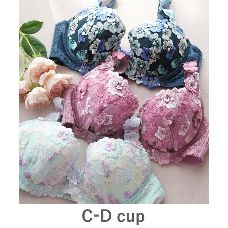 ローズピンク | バストメイクの真骨頂 可憐な花びら刺繍 「グレースイストフラワーペタル | fran de lingerie