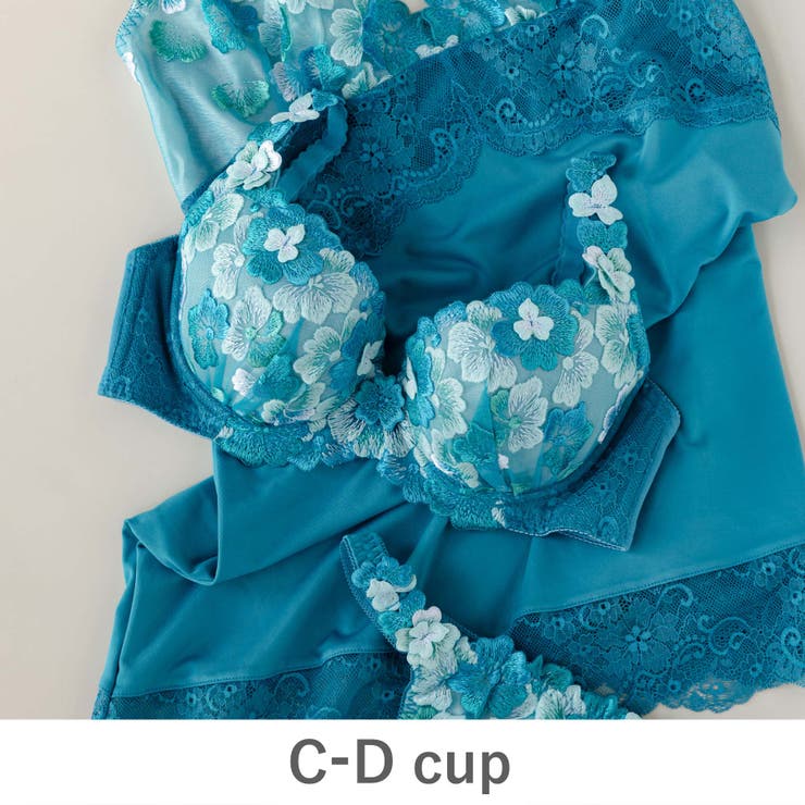 ターコイズブルー | バストメイクの真骨頂 可憐な花びら刺繍 「グレースイストフラワーペタル | fran de lingerie