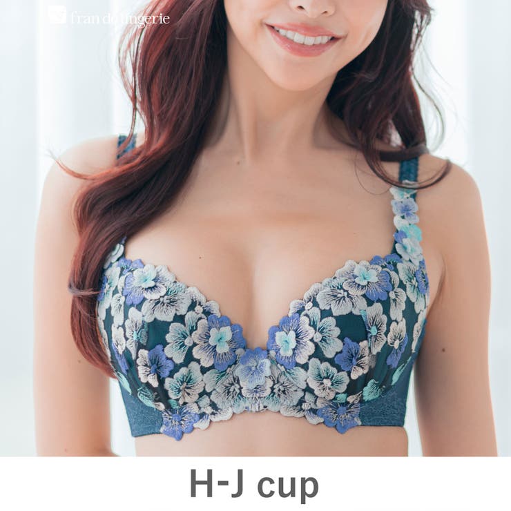 ブルーグリーン | バストメイクの真骨頂 可憐な花びら刺繍 「グレースイストフラワーペタル | fran de lingerie