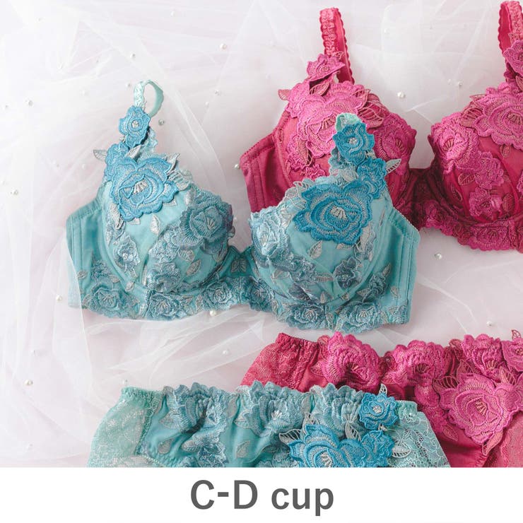 グリーン | ボディメイクの真骨頂ゴージャス薔薇刺繍 「グレースイストグランデ ブラジャー（ワ… | fran de lingerie