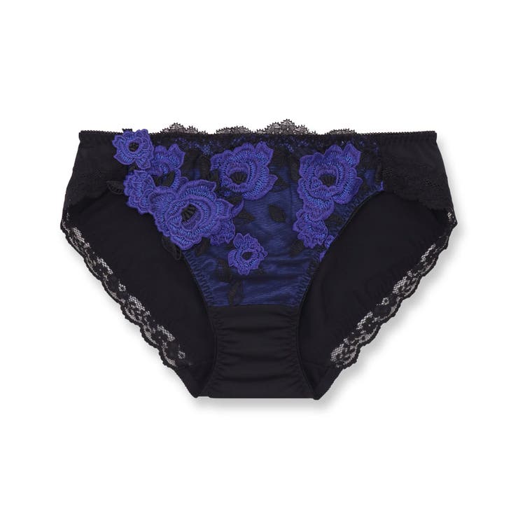 ブラック | ゴージャス薔薇刺繍しっかりフィット 「グレースイストグランデ ショーツ」 | fran de lingerie