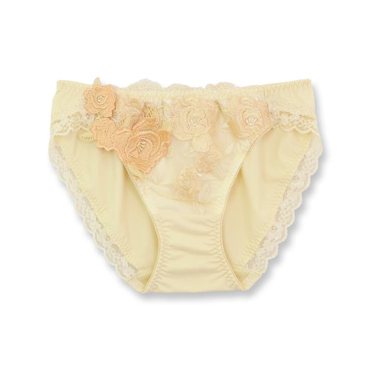 イエロー | ゴージャス薔薇刺繍しっかりフィット 「グレースイストグランデ ショーツ」 | fran de lingerie