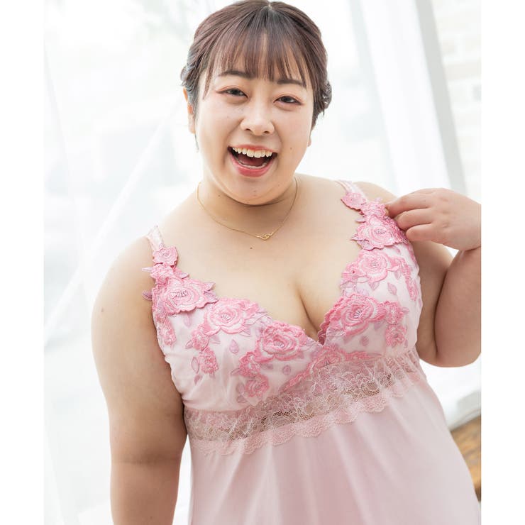 ピンク | ゴージャス薔薇刺繍ワンピースのインナーとして 「グレースイストグランデ | fran de lingerie