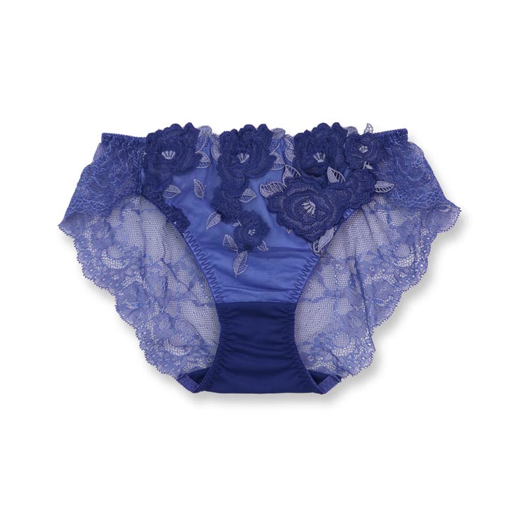 ブルー | ゴージャス薔薇刺繍美しさも、機能も 「グレースイストグランデ バックレース」 | fran de lingerie