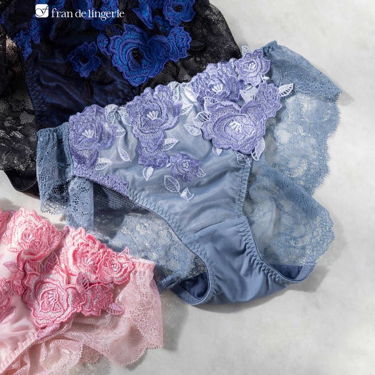 グレイッシュブルー | ゴージャス薔薇刺繍美しさも、機能も 「グレースイストグランデ バックレース」 | fran de lingerie