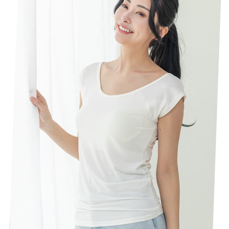 冷感＋多機能 ベーシックインナー「冷はだヴェール」脇汗パッド＆カップ付き、フレン… | fran de lingerie | 詳細画像3 