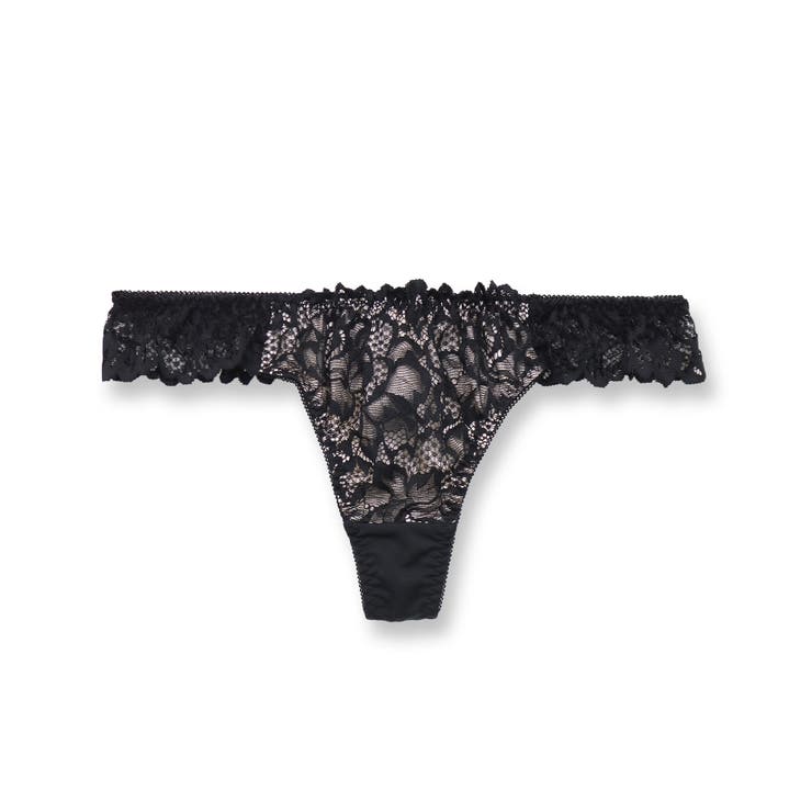 ブラック | LacyQueen レーシークィーン コーディネートTバック（タンガ） | fran de lingerie