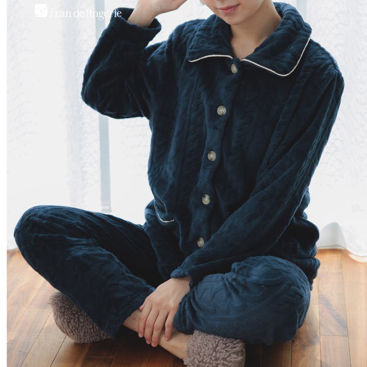 ネイビー2 | もこもこ パジャマ 冬 | fran de lingerie