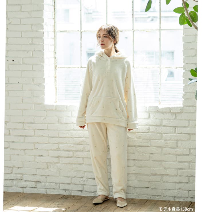 memory fleece メモリーフリースプルパーカー上下セット(アラン編み | fran de lingerie | 詳細画像12 