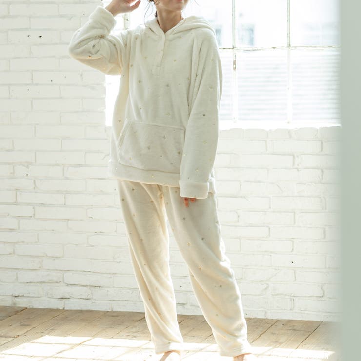 memory fleece メモリーフリースプルパーカー上下セット(アラン編み | fran de lingerie | 詳細画像13 