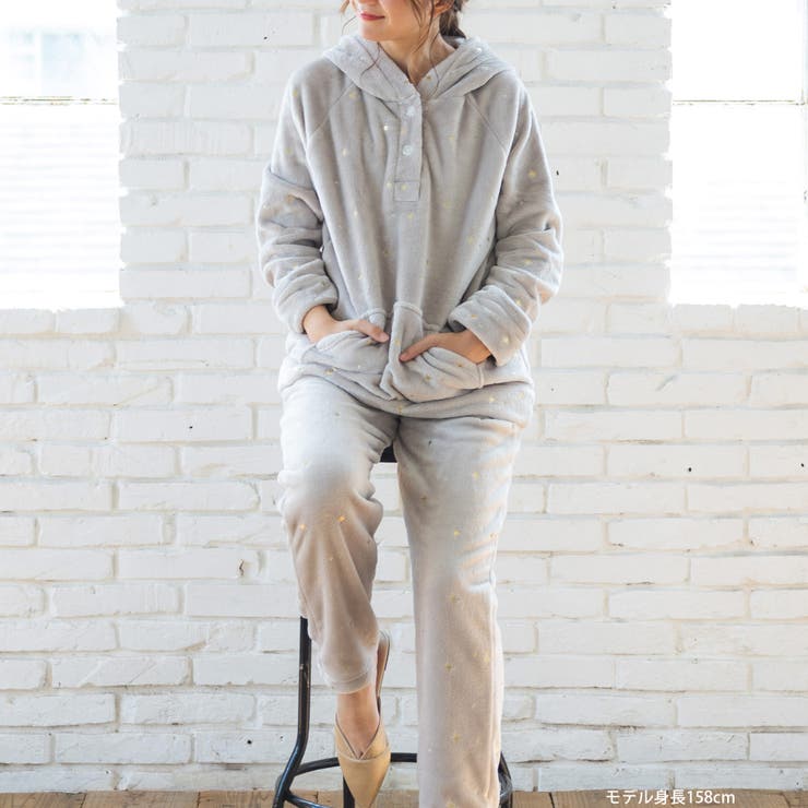 memory fleece メモリーフリースプルパーカー上下セット(アラン編み | fran de lingerie | 詳細画像14 