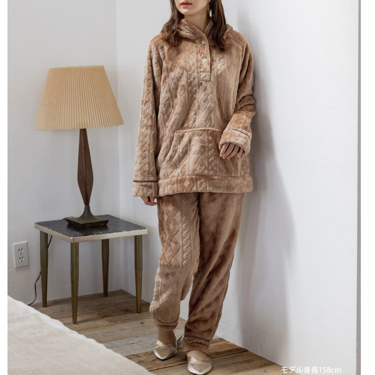 memory fleece メモリーフリースプルパーカー上下セット(アラン編み | fran de lingerie | 詳細画像27 