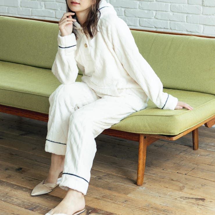 オフホワイト | memory fleece メモリーフリースプルパーカー上下セット(アラン編み | fran de lingerie