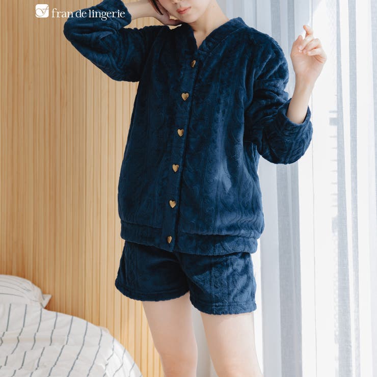 ネイビー2 | もこもこ ルームウェア ショートパンツ | fran de lingerie