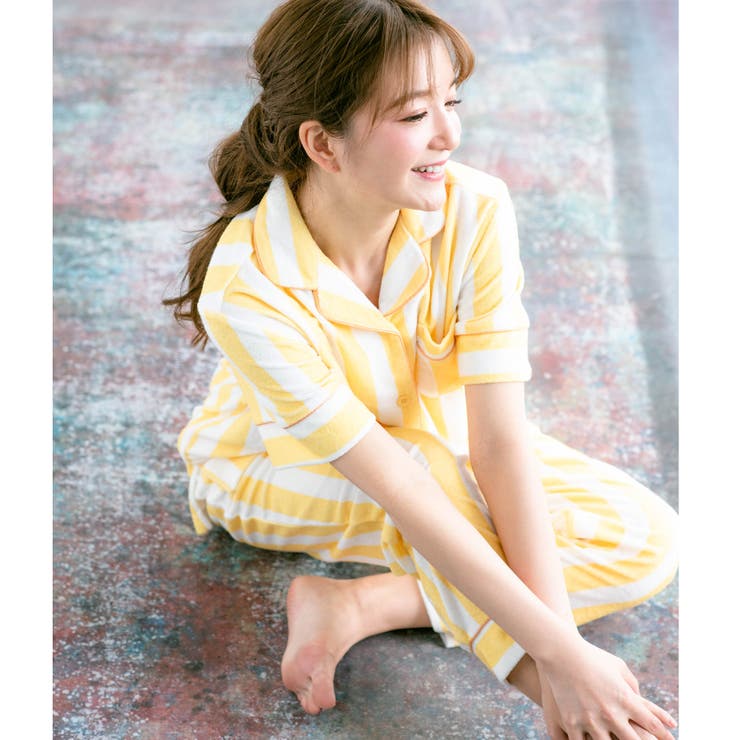 set-up半袖パジャマシャツ・ロングパンツ上下セット[品番