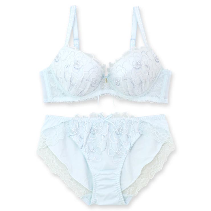 サックス | きらめくフェミニンなフラワー刺繍レース自分らしいバストに 「ナチュラルデイリーブ… | fran de lingerie