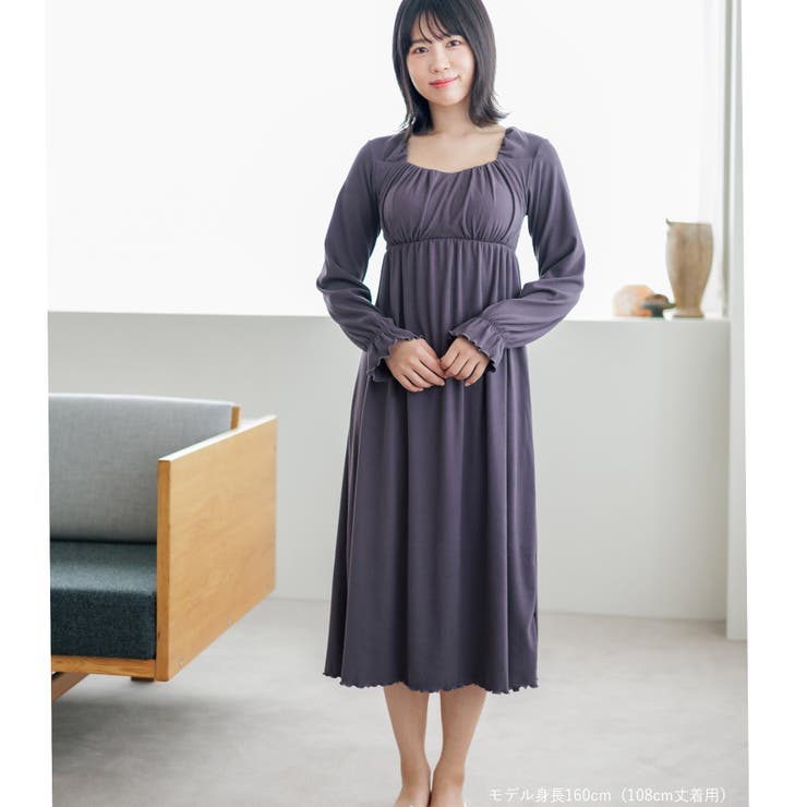 ナイトブラ付きルームウェアナイトブラ付き長袖ロングワンピース 「ルナイト | fran de lingerie | 詳細画像21 