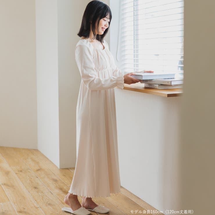 ナイトブラ付きルームウェアナイトブラ付き長袖ロングワンピース 「ルナイト | fran de lingerie | 詳細画像25 