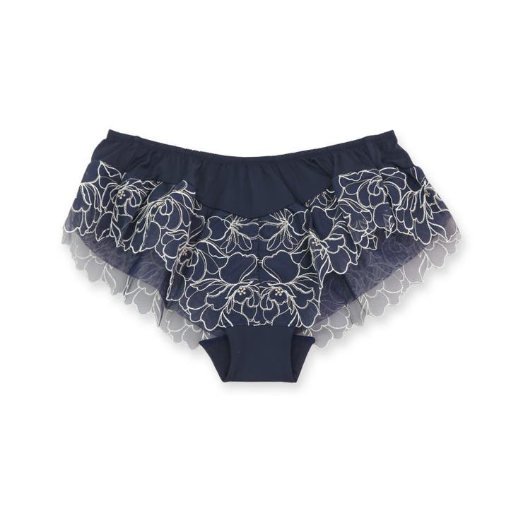 ネイビー | 品ありチュールフラワーリュクスな可愛さ！ 「ノーブルティアラブラ003 フレア」 | fran de lingerie