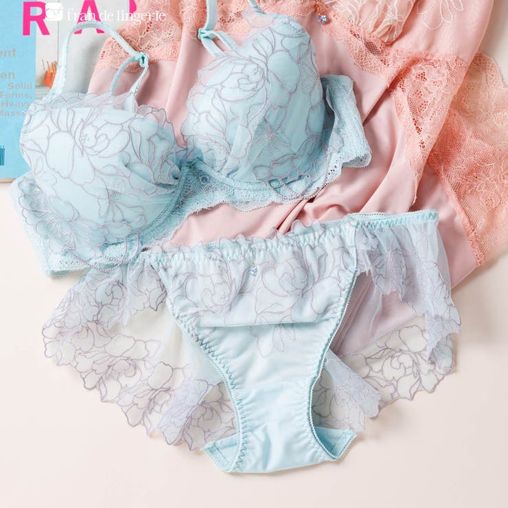 サックス | 品ありチュールフラワー可愛くて響かない 「ノーブルティアラブラ003 バックレー… | fran de lingerie