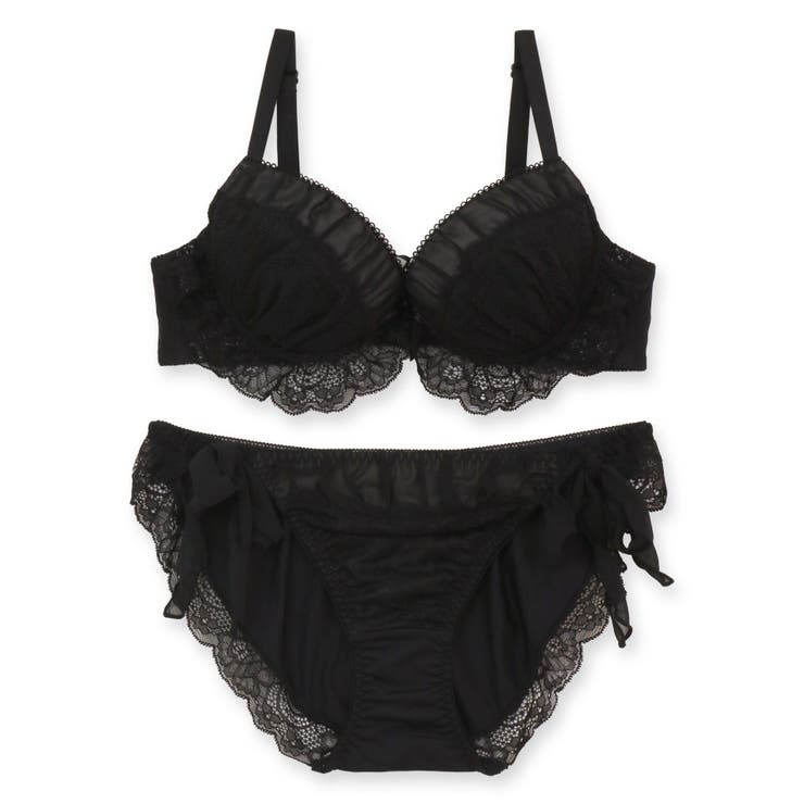 ブラック | 甘辛MIX盛り＆谷間メイク 「プティフィット001 ペアブラジャー（ワイヤー有り… | fran de lingerie