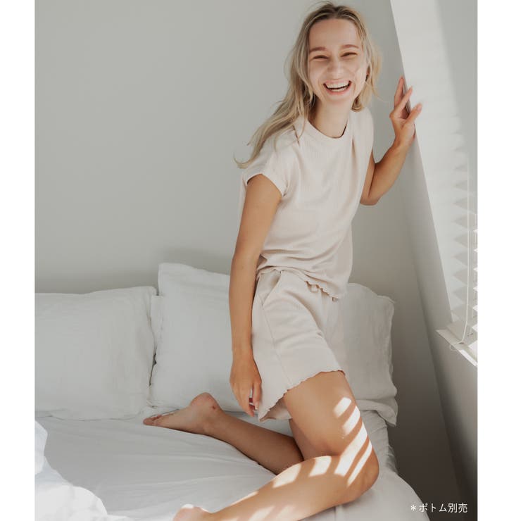 つるんと心地いいリラックスウェアシンプルプルオーバー 「プリティプル Tシャツ」 | fran de lingerie | 詳細画像3 