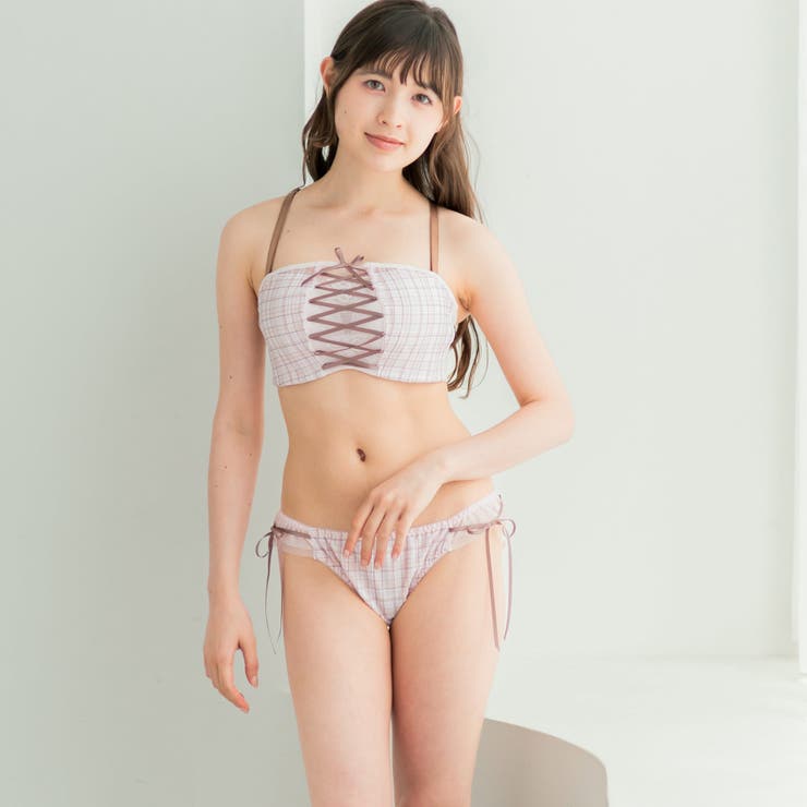 チューブブラ、2WAYストラップ 刺繍で描くリッチなマドラスチェック「スフレフィ… | fran de lingerie | 詳細画像13 