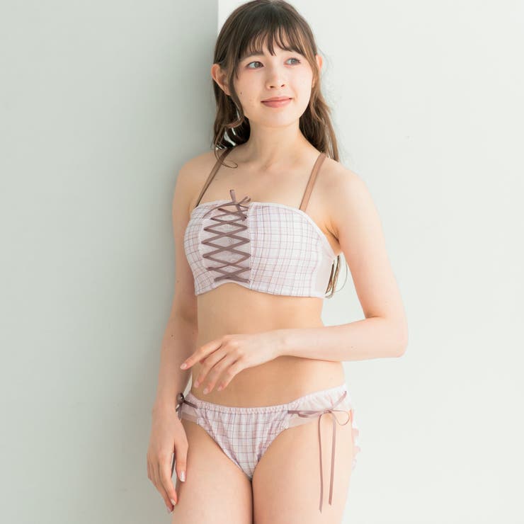 チューブブラ、2WAYストラップ 刺繍で描くリッチなマドラスチェック「スフレフィ… | fran de lingerie | 詳細画像14 