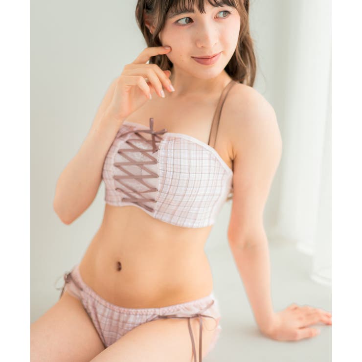 チューブブラ、2WAYストラップ 刺繍で描くリッチなマドラスチェック「スフレフィ… | fran de lingerie | 詳細画像17 