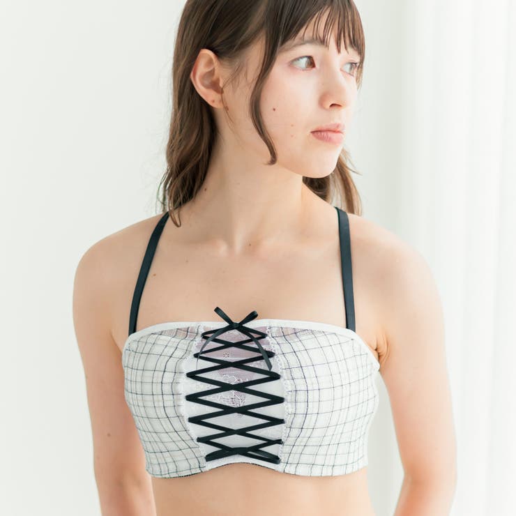 チューブブラ、2WAYストラップ 刺繍で描くリッチなマドラスチェック「スフレフィ… | fran de lingerie | 詳細画像20 