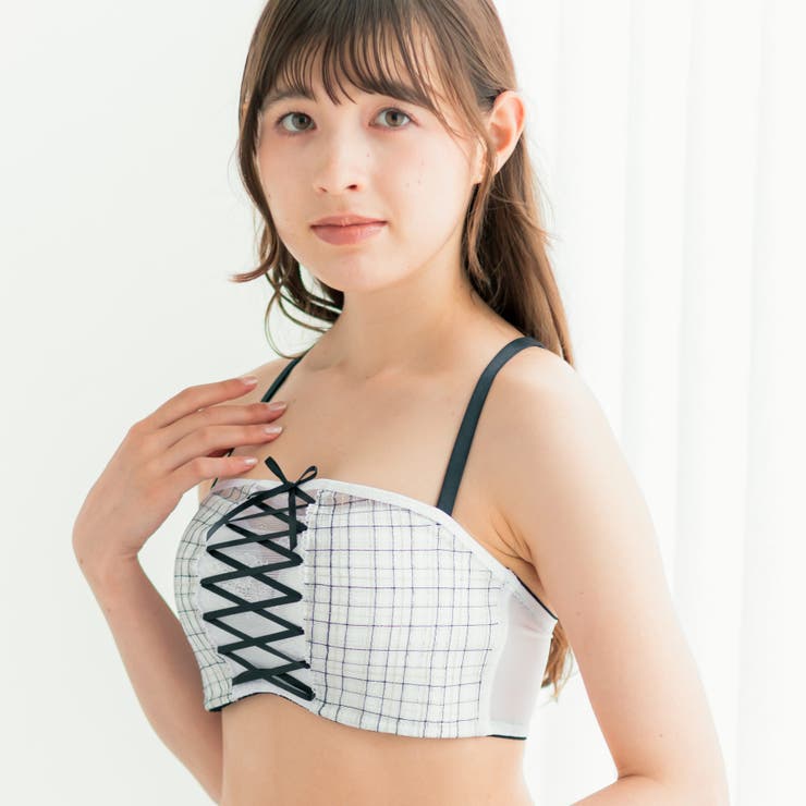 チューブブラ、2WAYストラップ 刺繍で描くリッチなマドラスチェック「スフレフィ… | fran de lingerie | 詳細画像21 