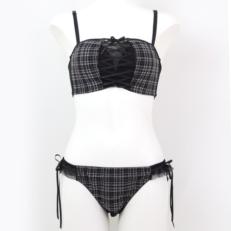 チューブブラ、2WAYストラップ 刺繍で描くリッチなマドラスチェック「スフレフィ… | fran de lingerie | 詳細画像28 