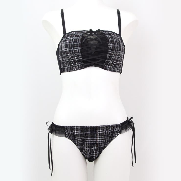 チューブブラ、2WAYストラップ 刺繍で描くリッチなマドラスチェック「スフレフィ… | fran de lingerie | 詳細画像30 