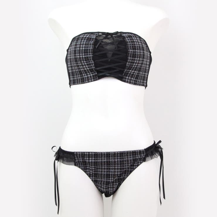 チューブブラ、2WAYストラップ 刺繍で描くリッチなマドラスチェック「スフレフィ… | fran de lingerie | 詳細画像32 